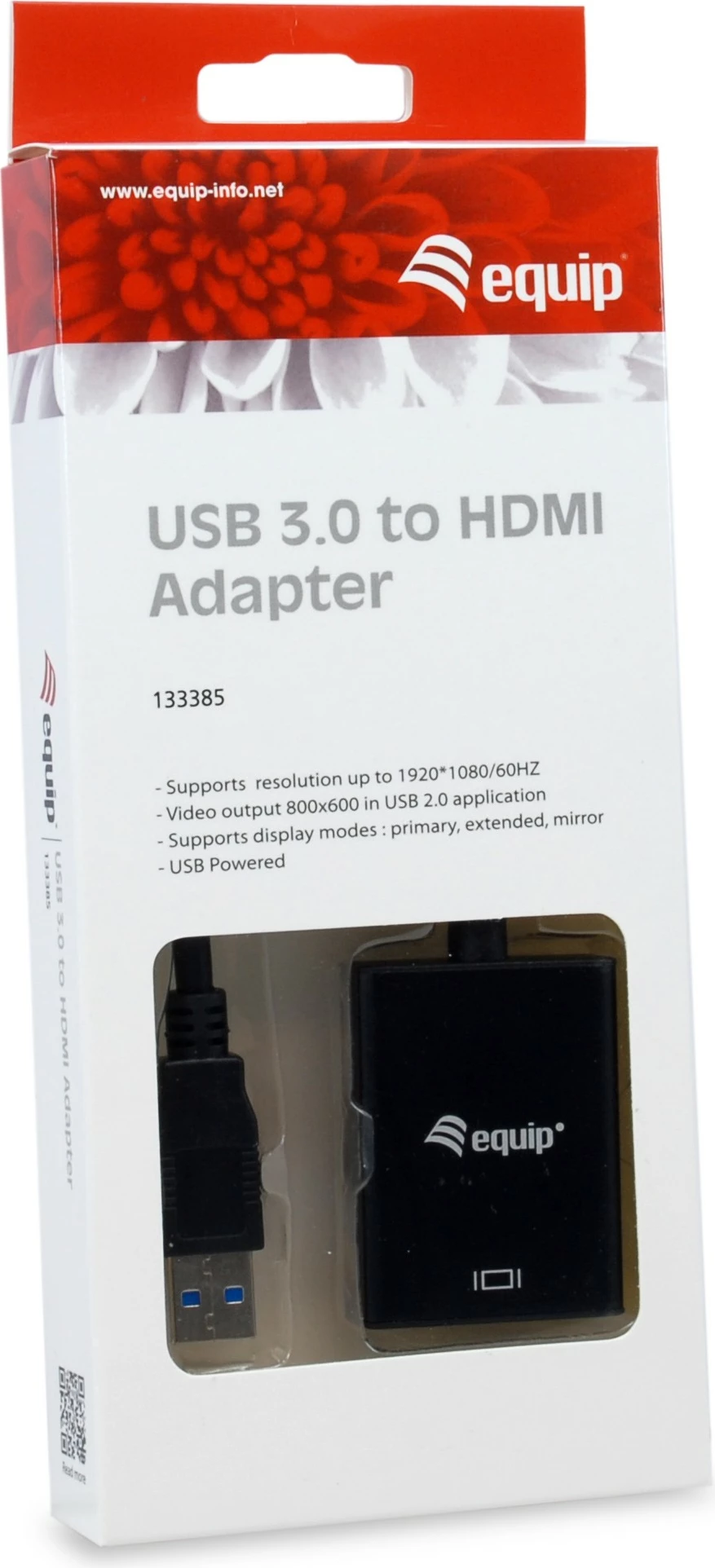 Adapter USB 3.0 në HDMI Equip 133385, 1920x1080, i zi