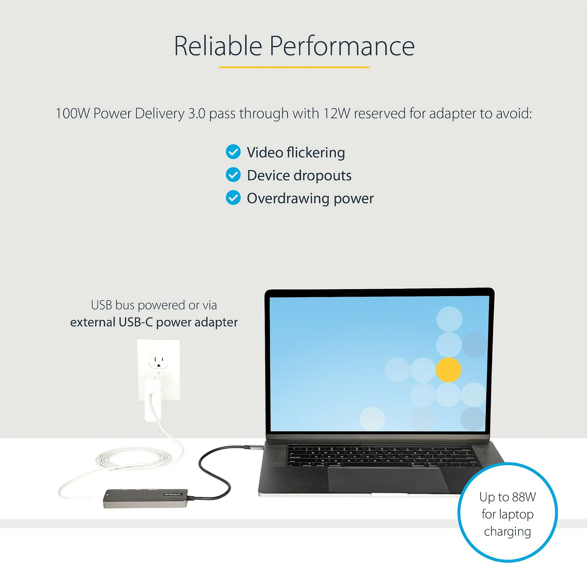 Adapter multiport USB-C StarTech DKT30CHPD3, HDMI 4K 60Hz, PD 100W, 3x USB-A + USB-C, LAN 2.5GbE, 30cm, zi/gri