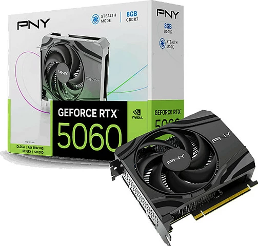 Kartelë grafike PNY GeForce RTX 5060 Single Fan, 8GB GDDR7, 128-bit, PCIe 5.0, e zezë
