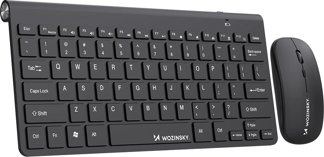Tastierë pa kabllo + Maus kompakt, Wozinsky WZKM-078, 2.4 GHz me prijës USB-A, rreze 10 m, e zezë, set