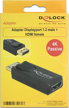 Adapter DeLOCK 65571 DisplayPort 1.2 në HDMI, 4K, i zi