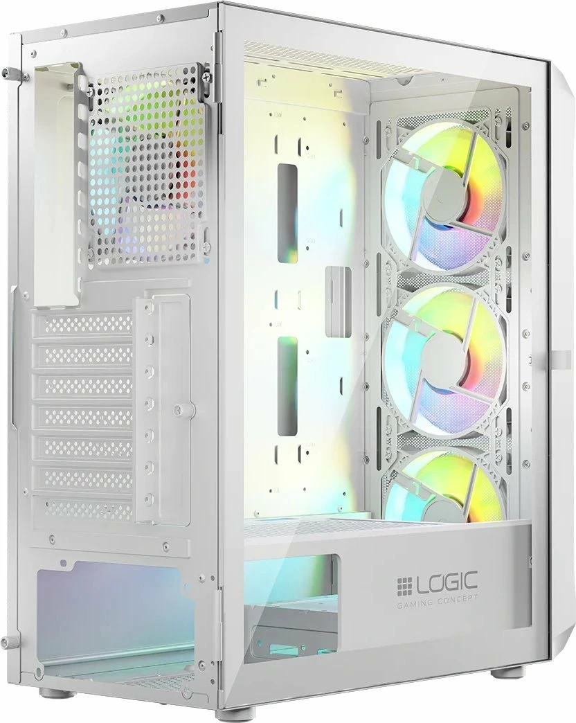 Kasë Logic Concept Portos ARGB Midi Tower ATX/mATX/Mini-ITX, me 4x ventilatorë ARGB 120mm, e bardhë