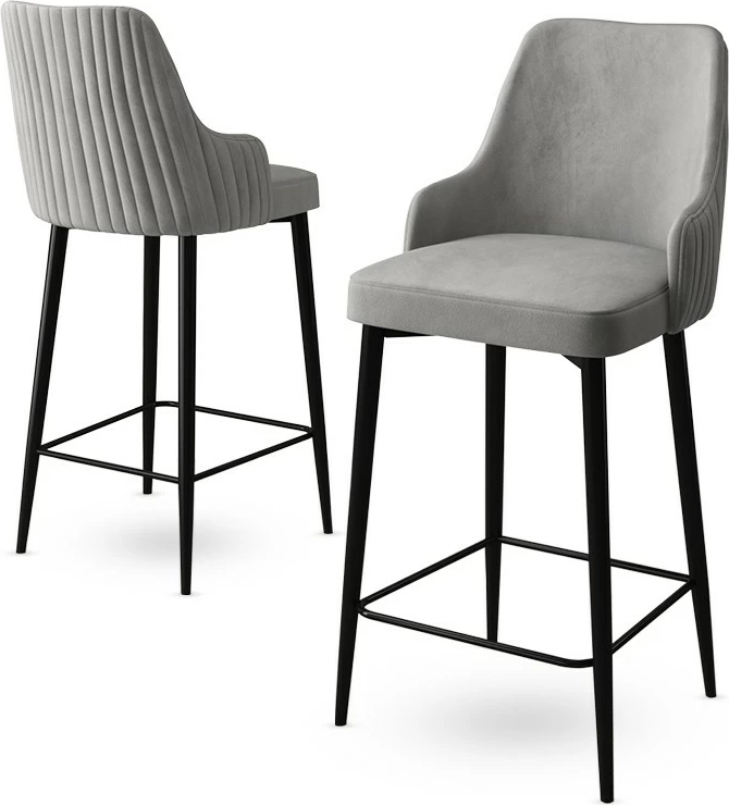 Set karrigesh për bar (2 copë), Hanah Home, Enox, gri e zezë