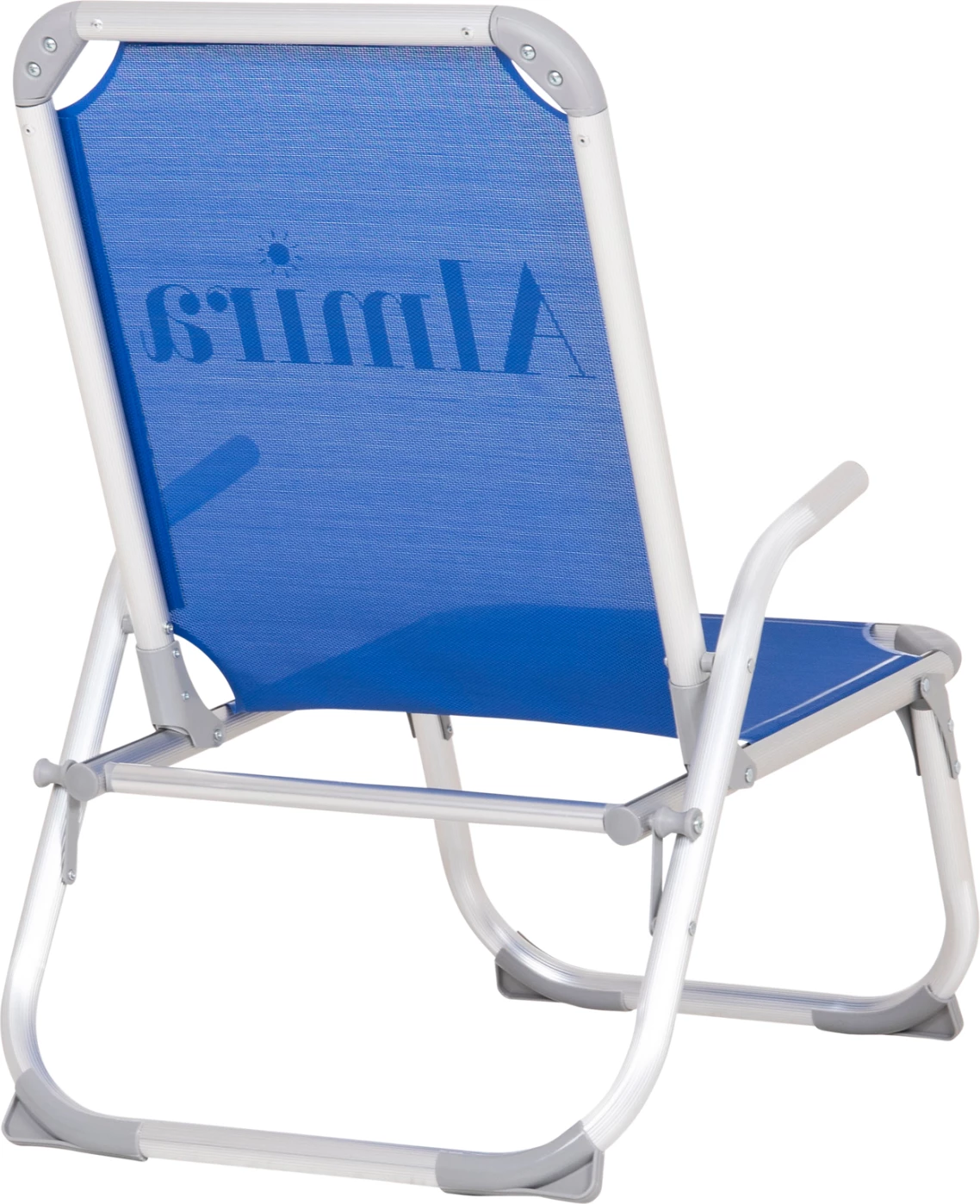 Karrige plazhi e ngritur, alumin i fortë, Almira FH6431.01, tekstilene blu, 53x68x80cm