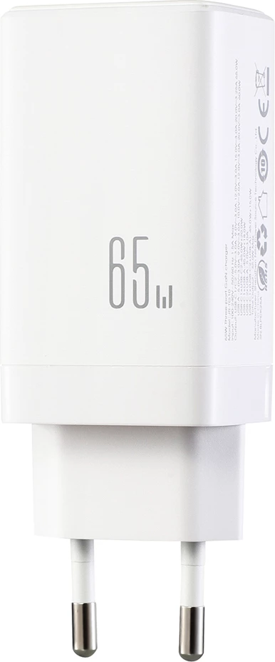 Karikues muri Joyroom JR-TG10 65W GaN, 2x USB-C + USB-A, me kabllo USB-C në USB-C 1.2m 100W, i bardhë