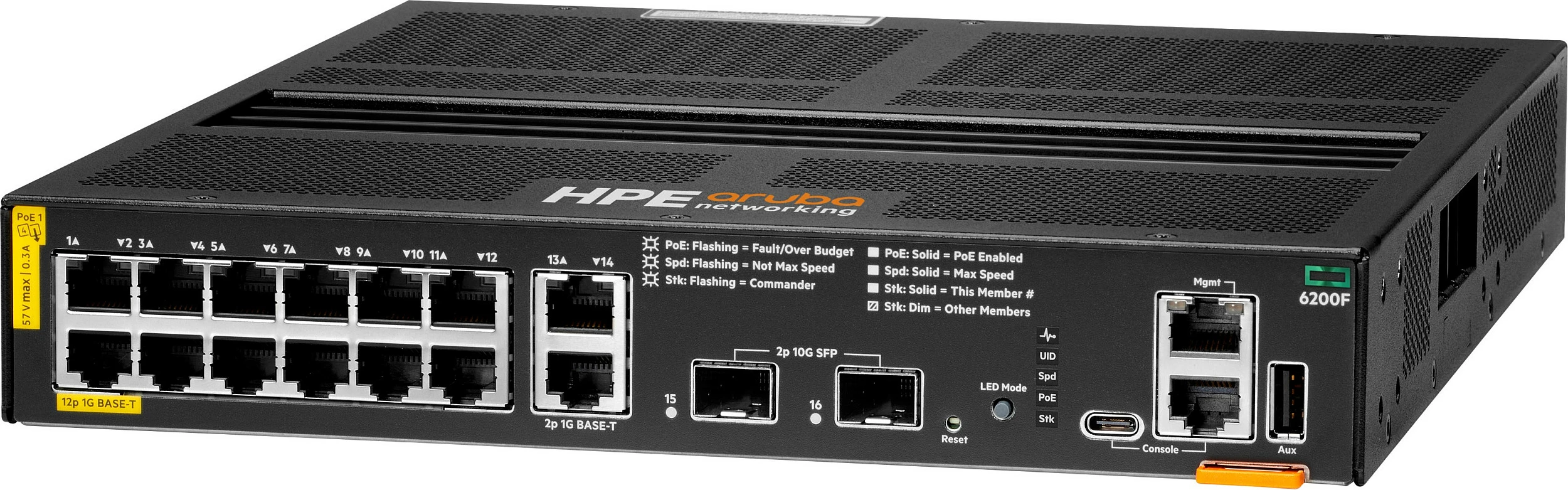 Switch HPE Aruba CX 6200F, 12x Gigabit PoE Class 4, 2x SFP+, 139W