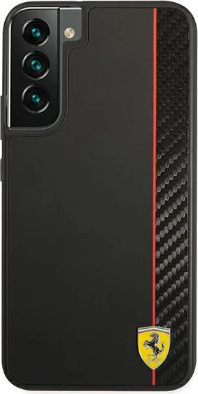 Mbështjellës Ferrari On Track Carbon Stripe për Samsung Galaxy S22+, i zi