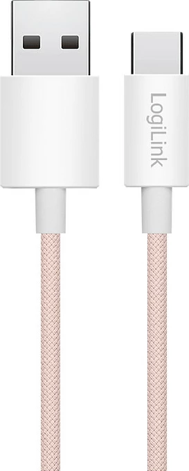 Kabëll USB 2.0 Type-C LogiLink, USB-A në USB-C, 1 m, 60W, rozë