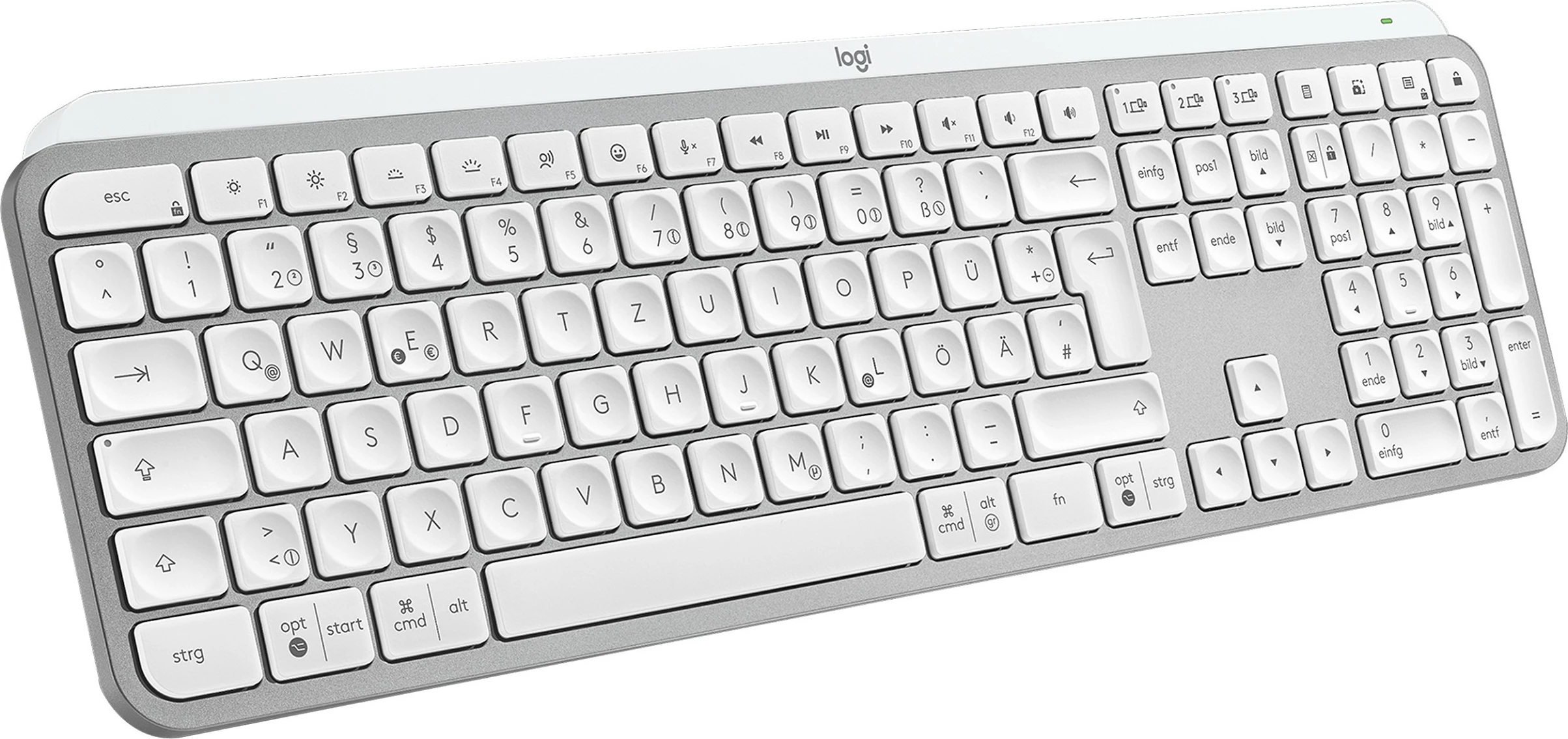 Tastierë Logitech MX Keys S, Wireless, RF Wireless + Bluetooth, Scissor key switch, QWERTZ, Alumini, Bardhë