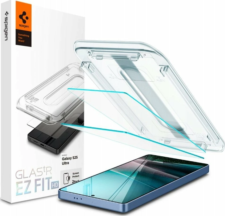 Xham i temperuar Spigen Glas.TR EZ Fit HD për Samsung Galaxy S25 Ultra, transparent, set 2 copë