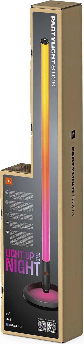 Dritë LED JBL PartyLight Stick, 360°, bateri 2500mAh, IPX4, e verdhë/rozë