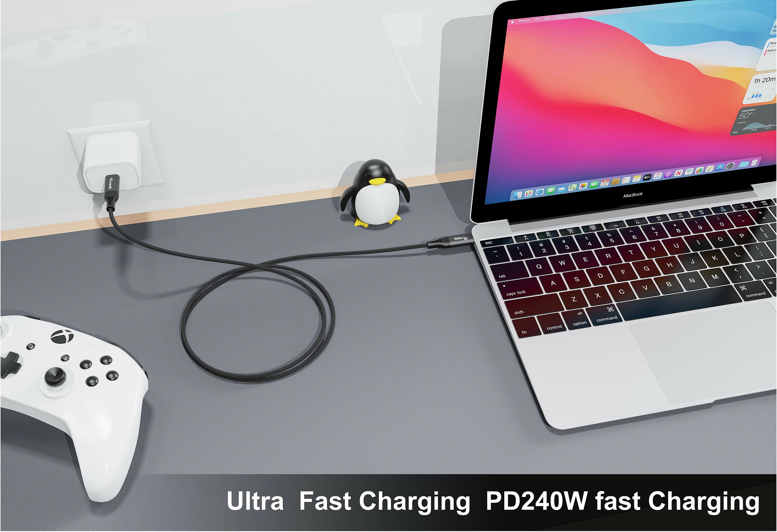Kabllo USB-C EQUIP 128442, USB4 80Gbps, PD 240W, 2m, 8K/60Hz, e zezë