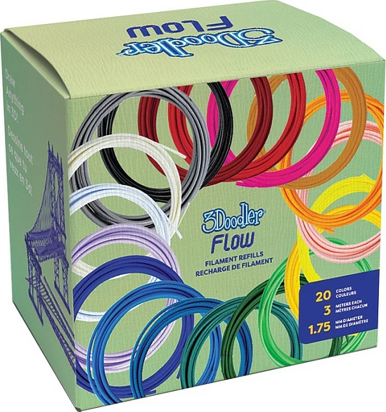 Filament PLA 3Doodler Flow 1.75mm, 20 ngjyra, 20 copë