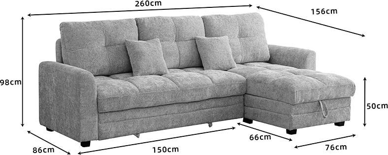 Këndare Comfie me hapësirë magazinimi, pëlhurë bezhë, 267x159x97cm