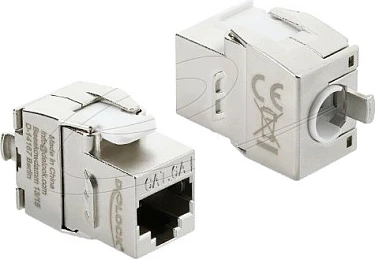 Modul keystone DeLOCK 90990 RJ-45 në LSA, Cat6a, i sheshtë, argjend/bardhë