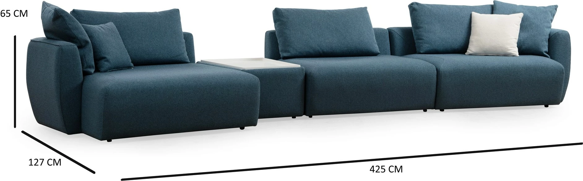 Këndsofa Maya, ngjyrë e kaltër, Atelier del Sofa (Chl majtas + T + O1 + 1R)