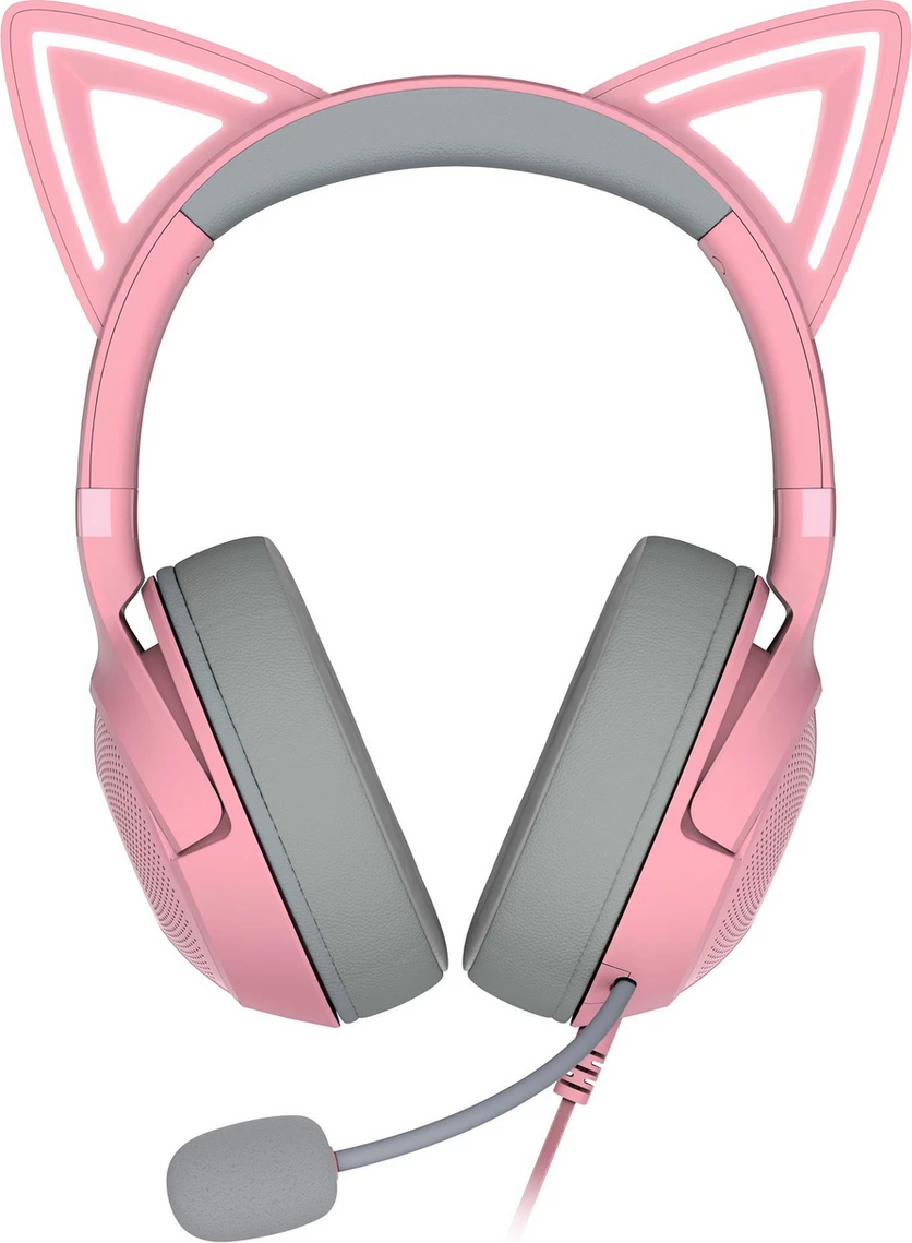 Kufje gaming me mikrofon, Razer Kraken Kitty V2 RZ04-04730200-R3M1, over-ear, me veshë mace RGB, rozë