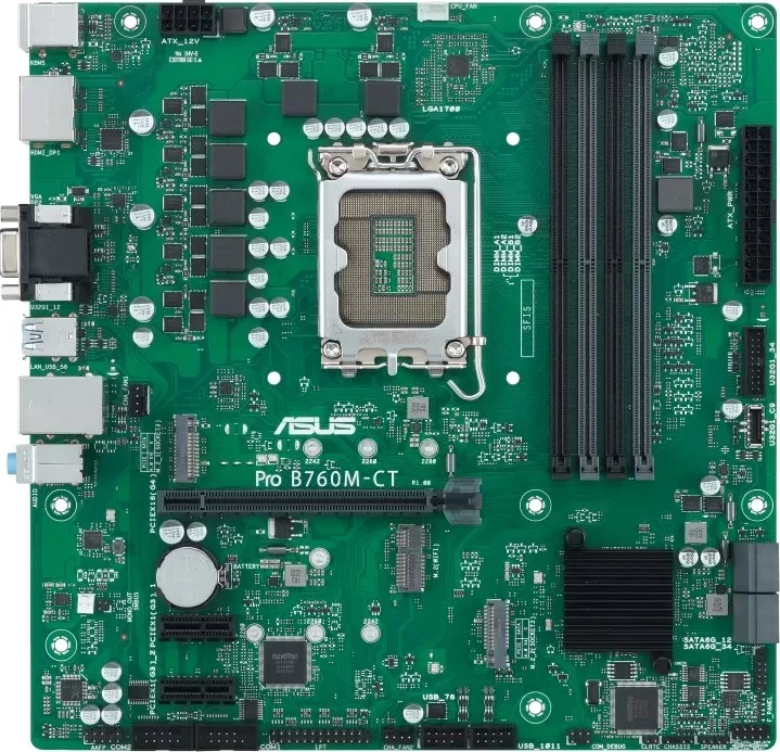Pllakë amë ASUS PRO B760M-CT-CSM, micro ATX, Socket LGA 1700, Gjelbër