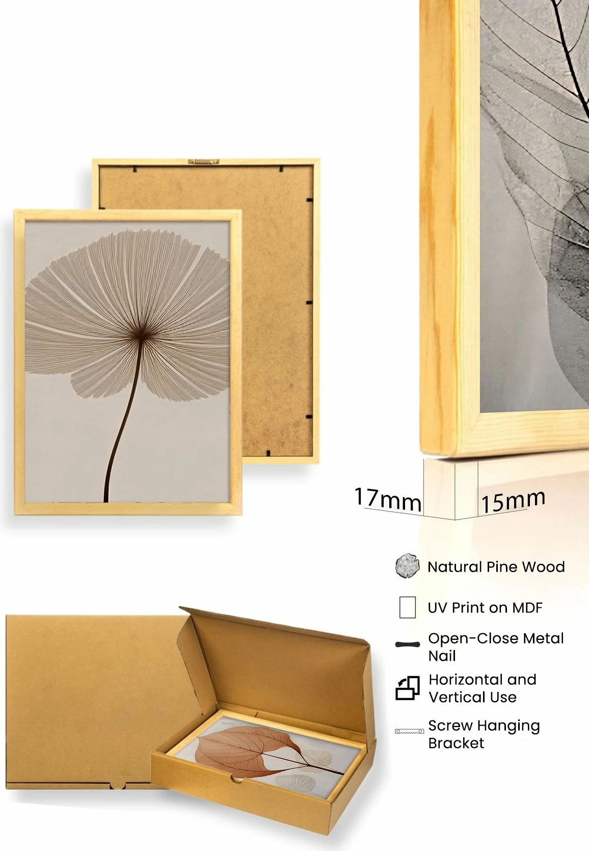Pikturë dekorative me kornizë MDF (3 copë), Wallity, Huhu481, 30x40cm