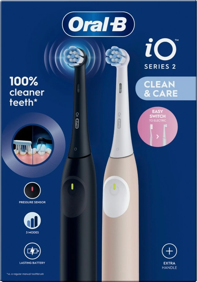 Furçë dhëmbësh elektrike Oral-B iO Series 2, 2 doreza, 2 koka, Night Black/Calm Pink