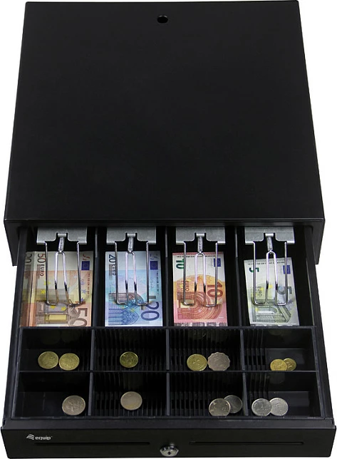 Sirtar kasse EQUIP, 4 banknota/8 monedha, RJ11, metal, i zi