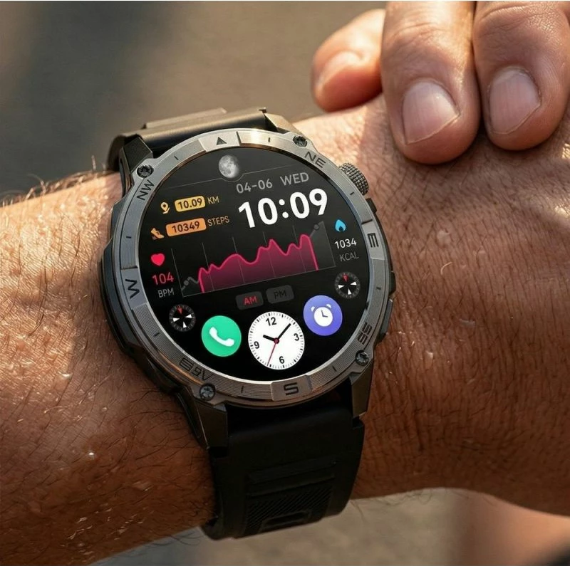 Smartwatch Gravity GT46-1, i zi, set me rrip silikoni dhe byzylyk çeliku
