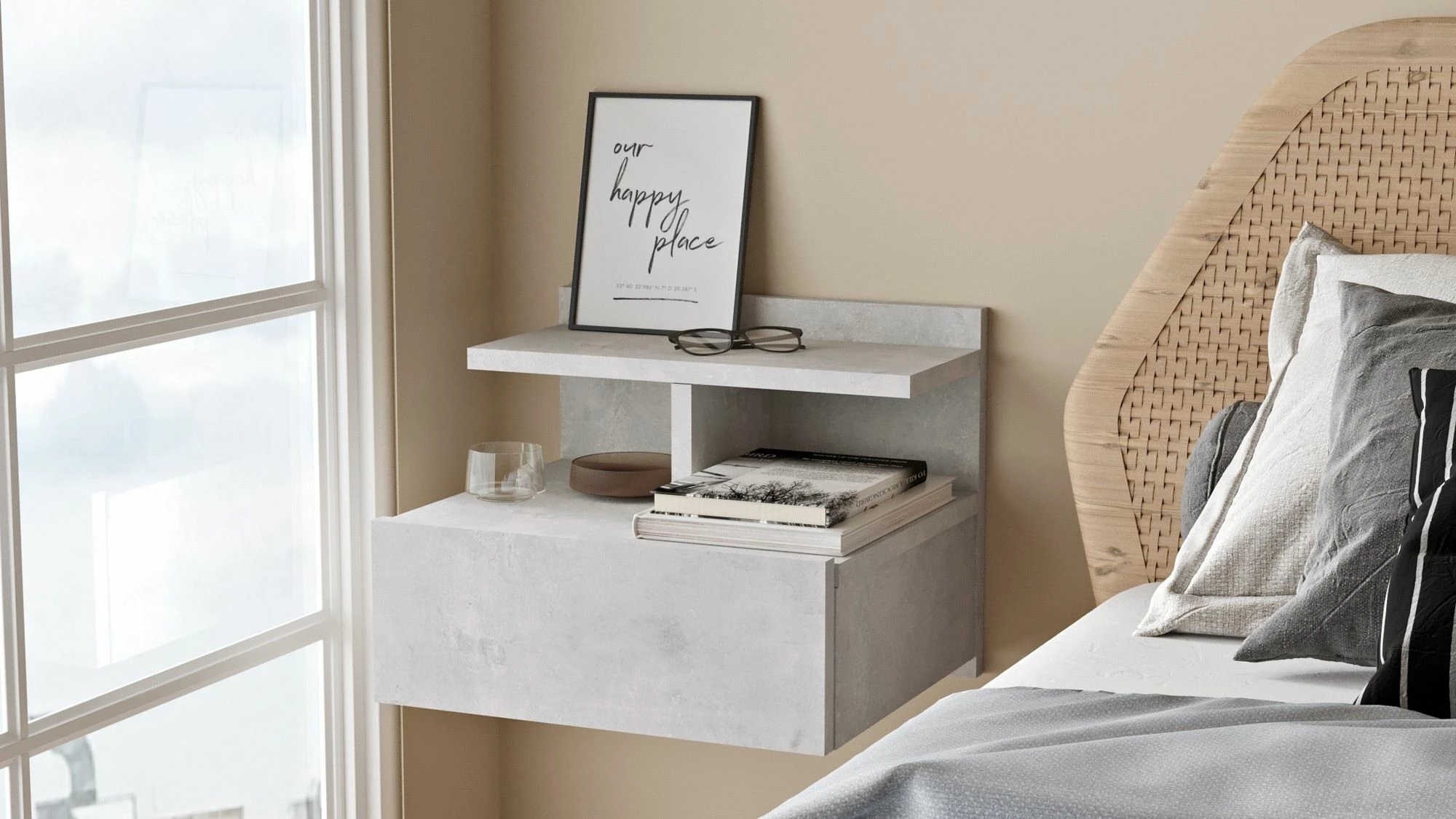 Komodinë moderne, ngjyrë argjendi, Skye Decor, LV28-RT