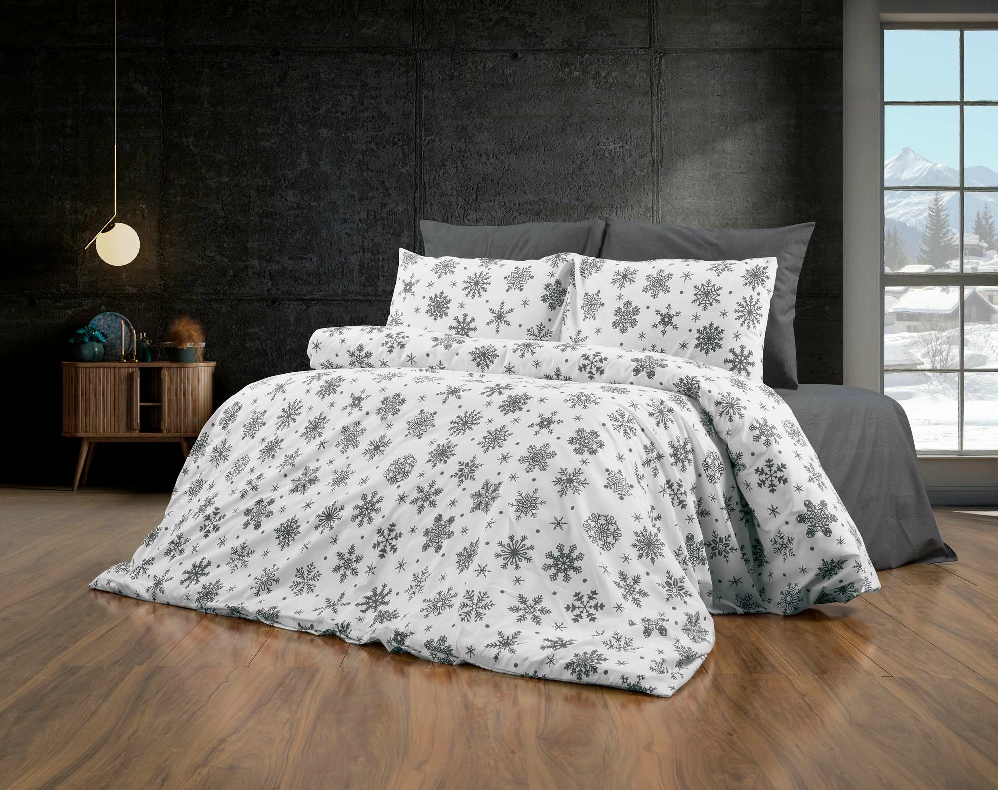 Set mbulesë për jorgan dopio, temë Krishtlindjesh, L'essentiel, Chr-Coverset-3