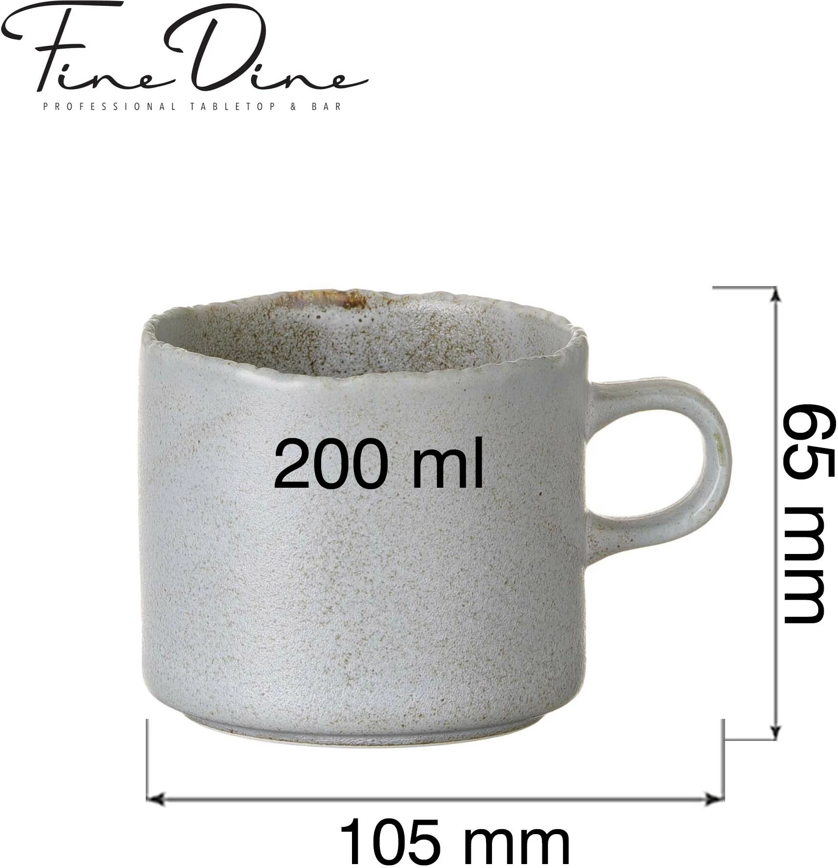 Filxhan kapuçino Fine Dine Stark 200 ml, gri, set 3 copë