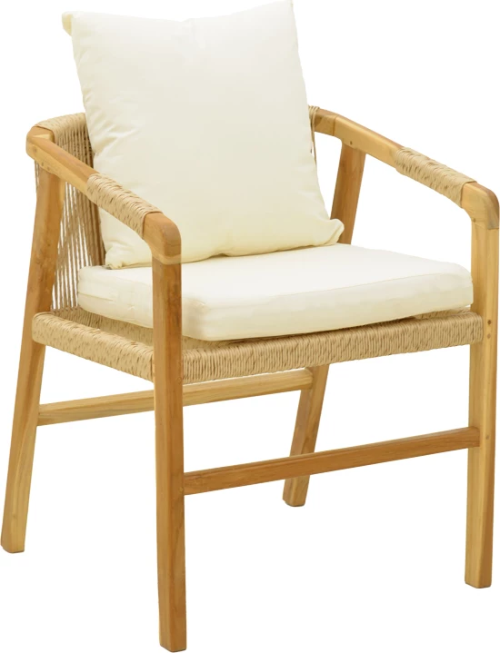 Karrige Cuerda, dru teak, litar pe, ngjyrë natyrale, 55x60x80cm