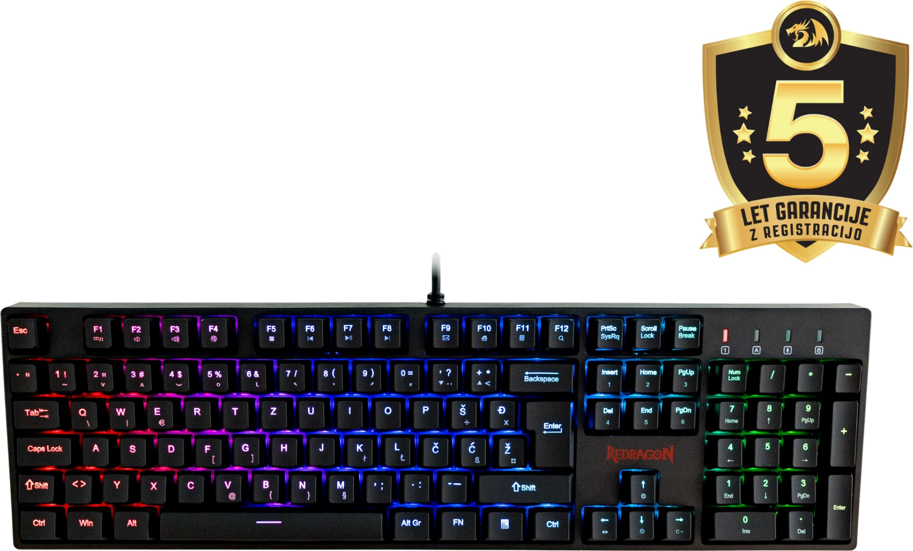 Tastierë mekanike Redragon Surara K582 RGB, Red Switches, SLO/CRO layout, e zezë