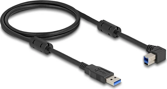 Kabllo USB DeLOCK Type-A në Type-B, USB 3.2 Gen 1, 1 m, 90° majtas, 5 Gbit/s, e zezë