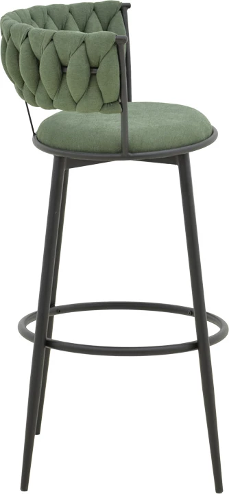 Karrige për bar Alkia, set 2 copë, material stof, ngjyrë chaki, këmbë metalike të zeza, 50x56x95cm