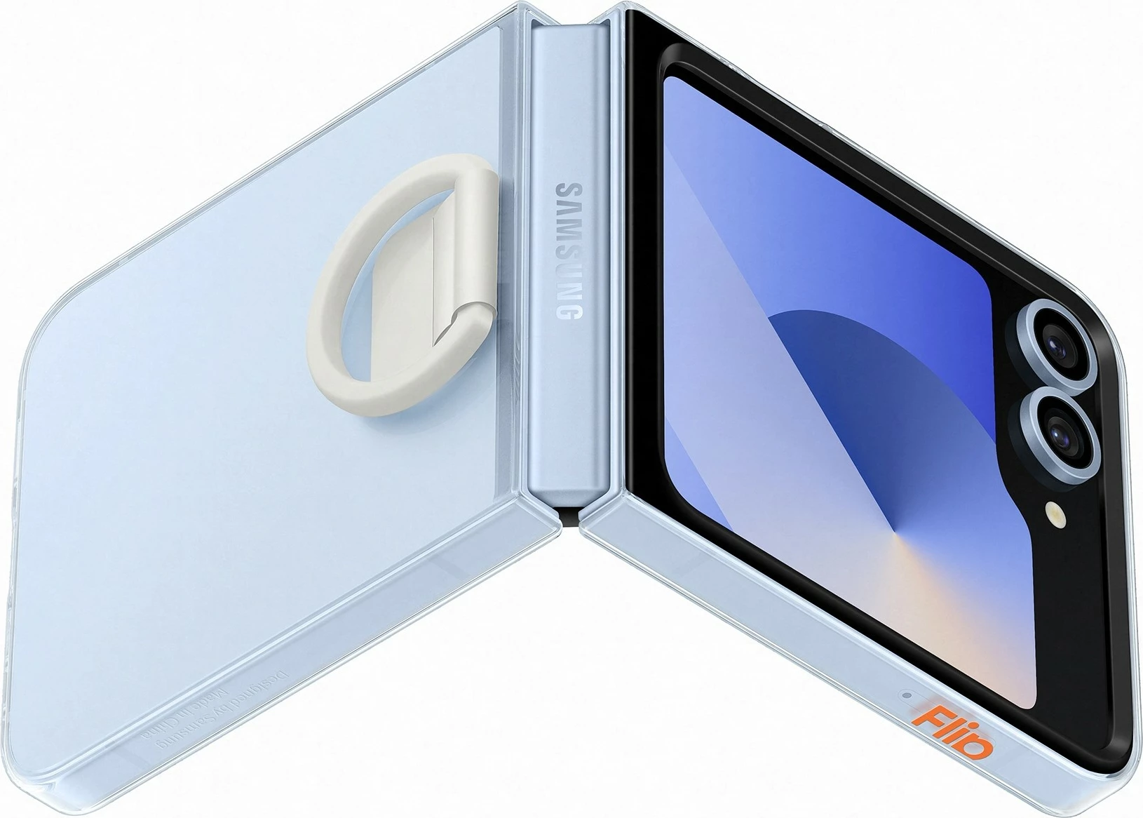 Mbështjellës Samsung Galaxy Z Flip6, transparent, me unazë