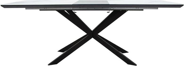 Tavolinë ngrënieje e zgjerueshme, ngjyrë mermeri gri e zezë, 160-200x80x77cm