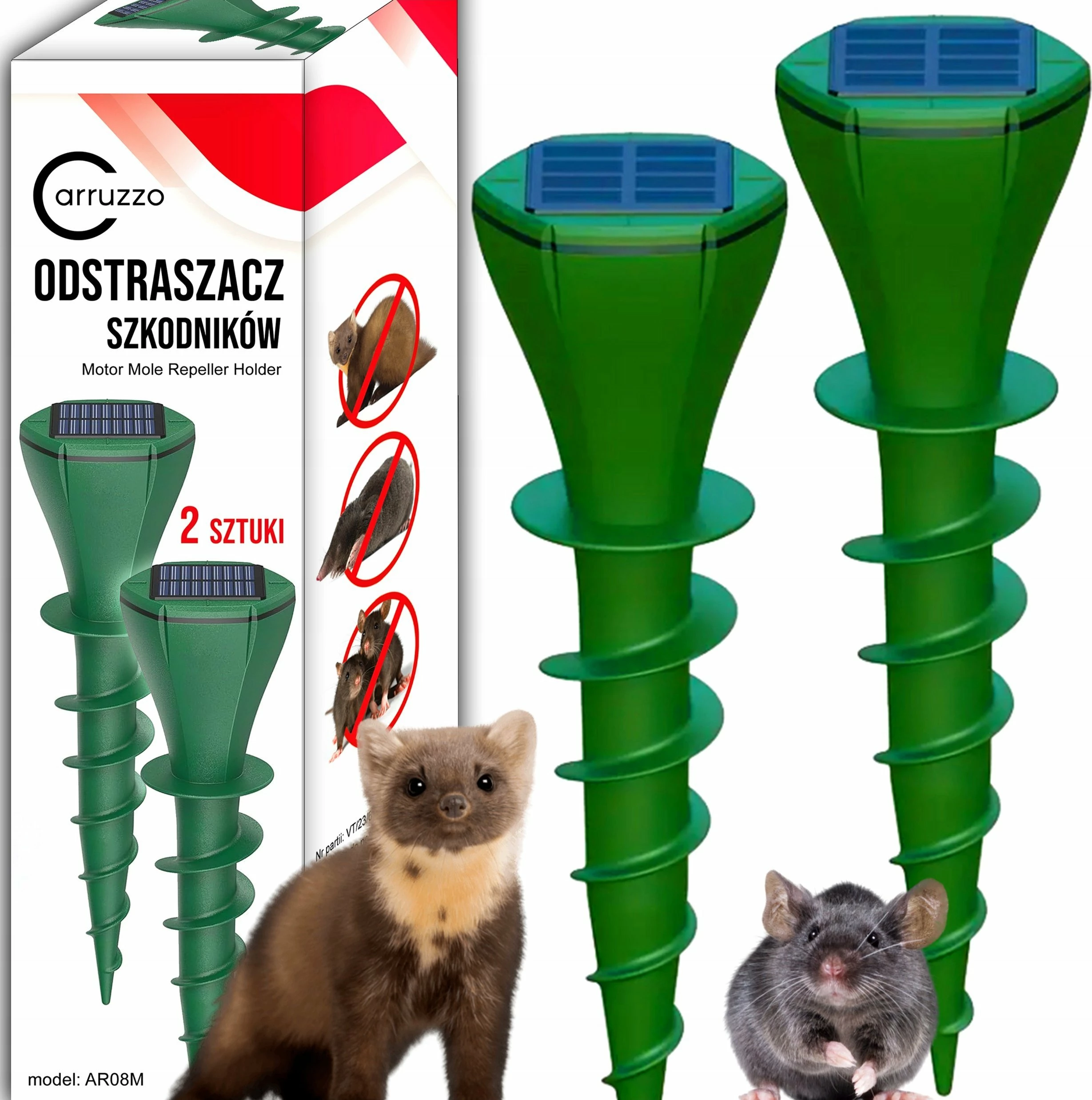Repelues solar për nishane Carruzzo K751D3, IP65, 2 copë, i gjelbër
