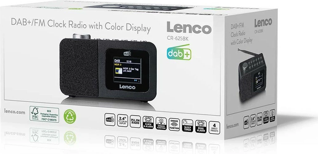 Radio Lenco CR-625BK, DAB+, FM, e zezë