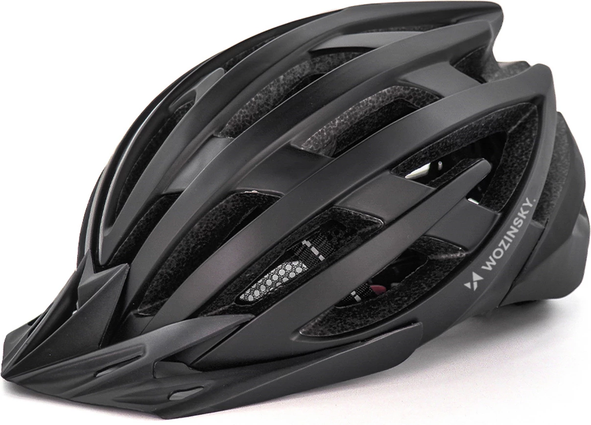 Kaskë biçiklete, Wozinsky, HT-28VC, me dritë LED mbrapa me USB, madhësia M (54-57 cm), e zezë