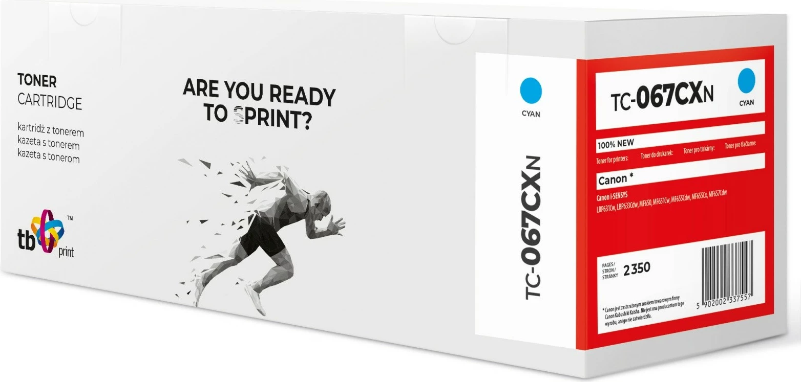 Toner, TB Print, TC-067CXN CRG067H 5105C002, 2350 faqe, me chip, për Canon i-SENSYS LBP631Cw/LBP633Cdw dhe serinë MF650, Cyan