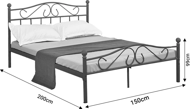 Krevat Yorick metalik zi 150x200x99cm