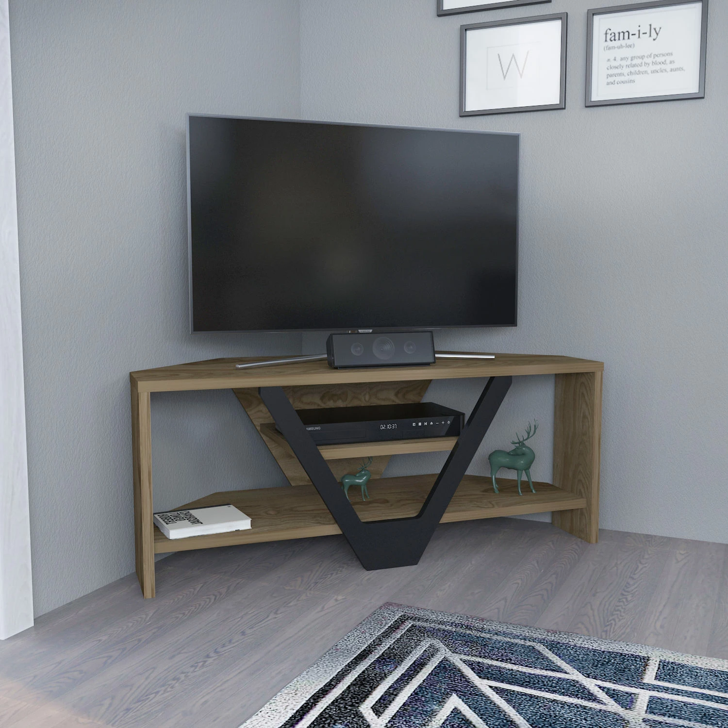 Komodë për TV Hanah Home, Karin, ngjyrë oud, e zezë