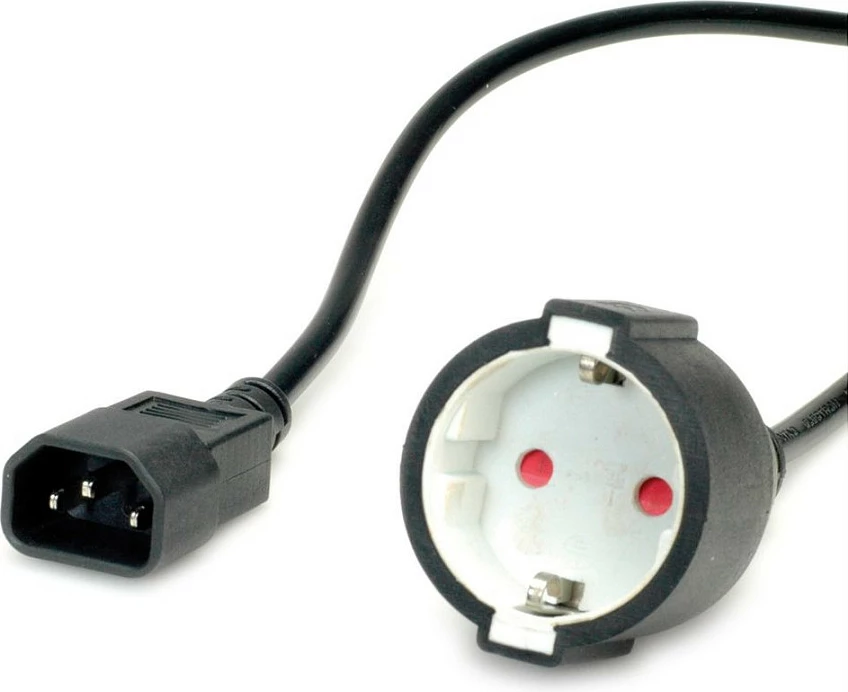 Kabllo adapter rryme VALUE 19991117, 0.3 m, Schuko (CEE7/7) - IEC C14, 10A 250V, e zezë