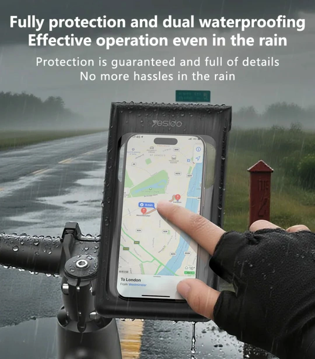 Këllëf i Papërshkueshëm nga Uji për Telefon (Mbajtëse për Biçikletë/Motoçikletë) Yesido