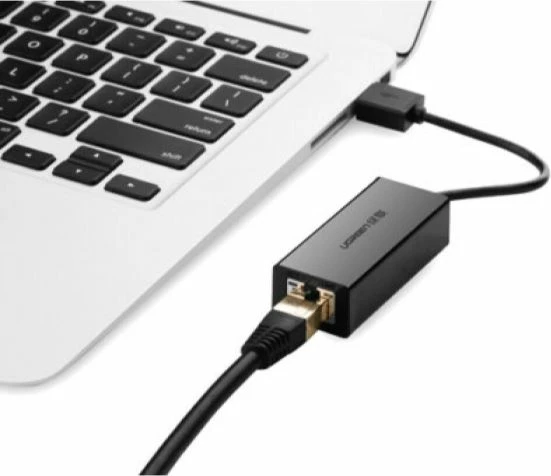 Adapter Ethernet USB-A 2.0 UGREEN 20254 RJ45 10/100Mbps, i zi, në kuti