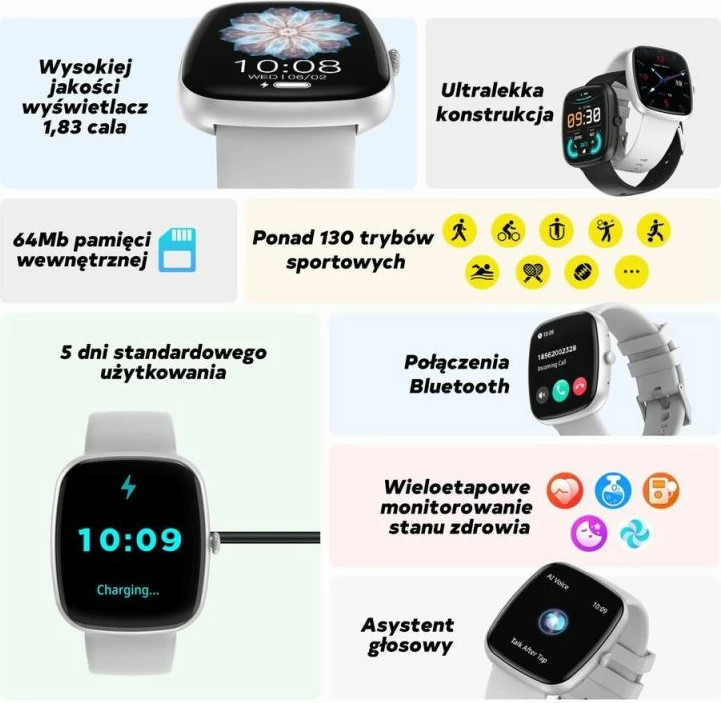 Smartwatch për meshkuj Gravity, blu e zezë