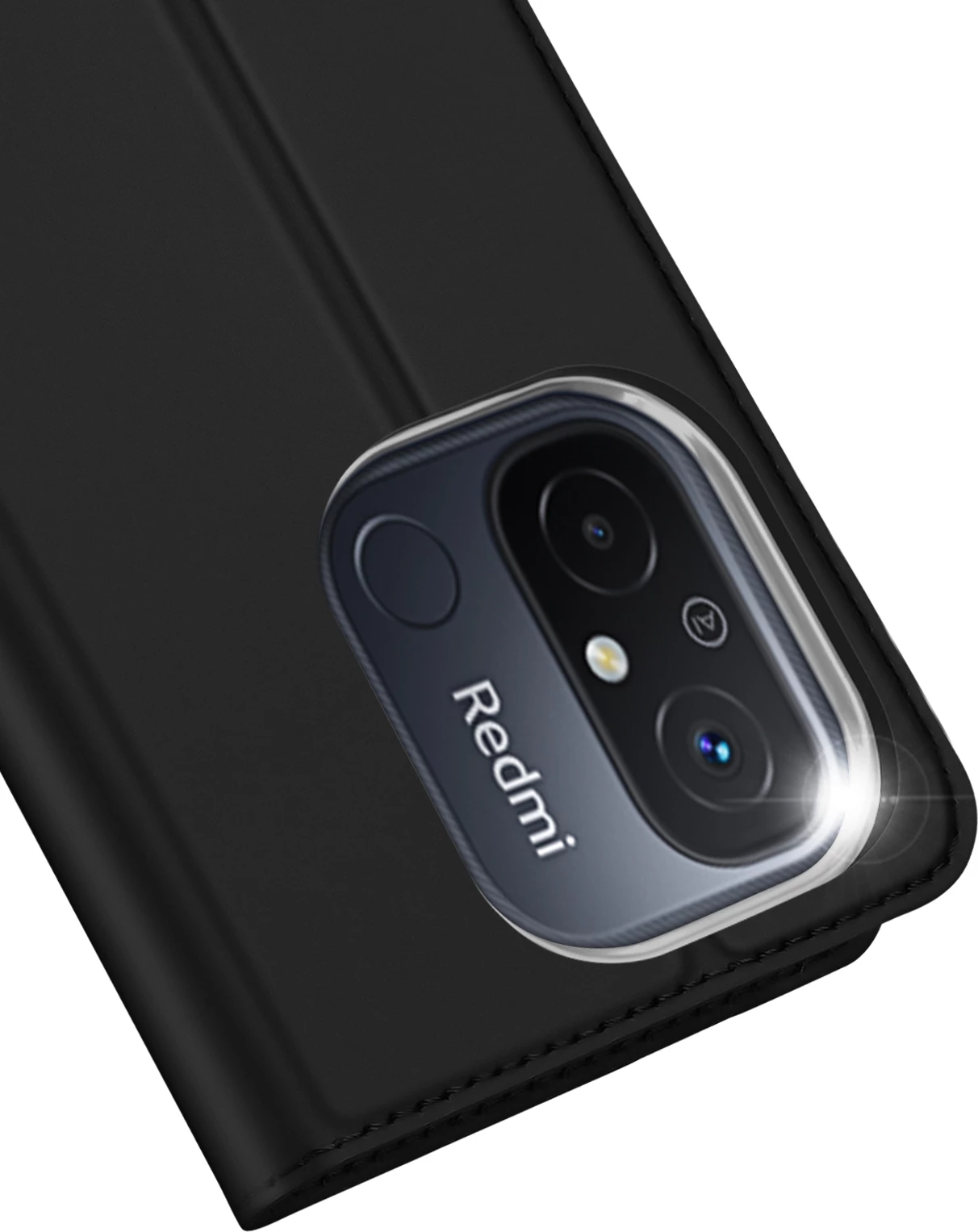 Mbështjellës Dux Ducis Skin Pro për Xiaomi Redmi 11A / Poco C55 / Redmi 12C, me kapak, xhep kartele, funksion standi, i zi