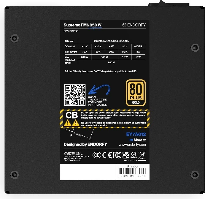 Kasë furnizimi Endorfy Supremo FM6 Gold 850W, modular, e zezë