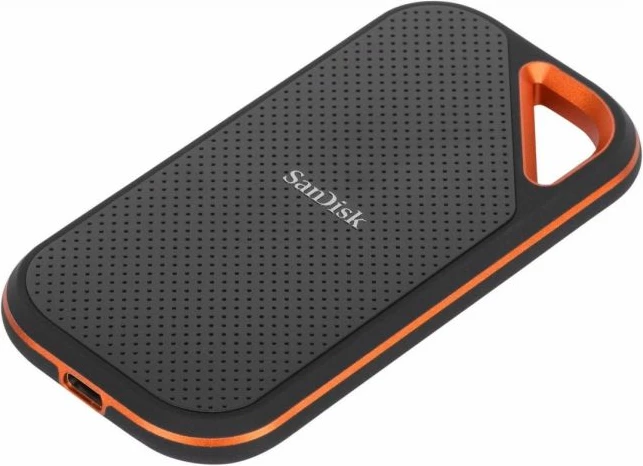 SSD ekstern SanDisk Extreme PRO SDSSDE81-4T00-G25 4TB NVMe USB-C 3.2 Gen 2x2 i rezistent, zi/portokalli, set me 2 kabllo