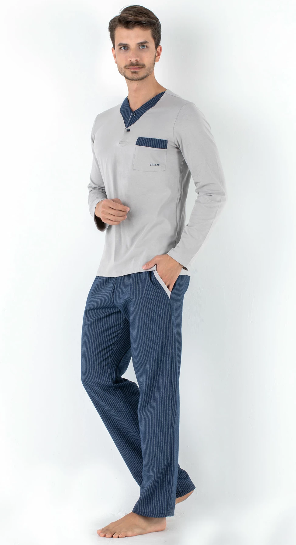Set pizhamash për burra Jumeon, 002-000466, gri, kaltër