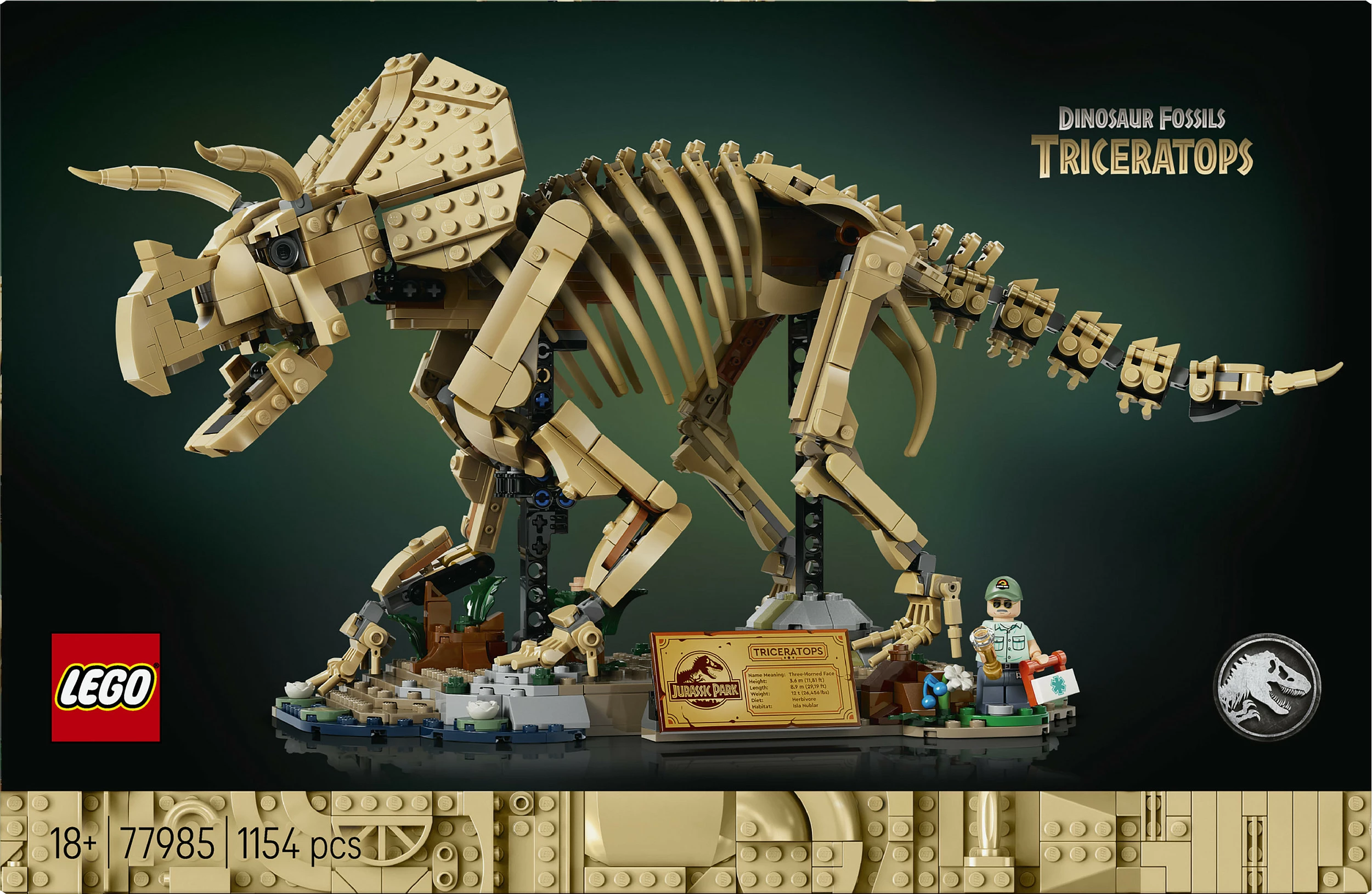 Set ndërtimi LEGO 77985 Dinosaur Fossil Triceratops, 1154 copë, 18+, multikolor